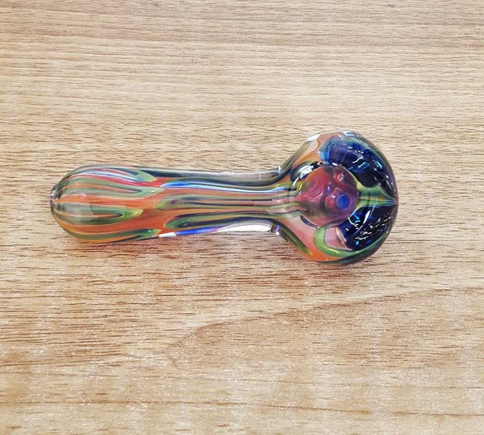 Bellissimo design Bong in vetro a forma di cucchiaio a forma di tubo a secco Tubi in vetro Tabacco colorato Pipa in vetro con maniglia con peso di 57 g