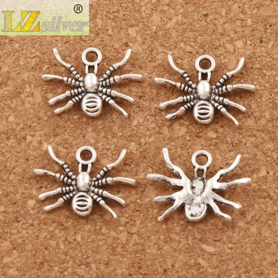 Krabbeln 3D Insekt Charme der Spinne 3D / 19.3x15mm antike silberne Anhänger Art- und Weiseschmucksachen DIY passende Armbänder Halskette Ohrringe L037