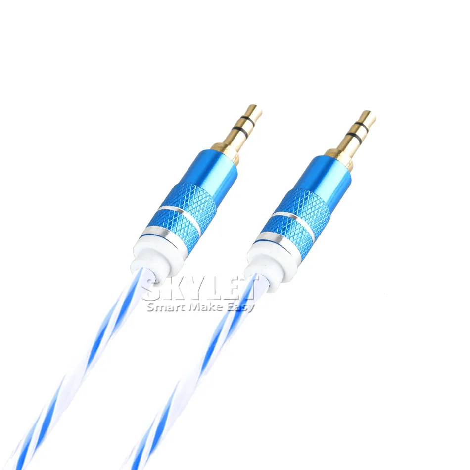 3.5mm stereo AUDIO AUX Cable Dual Color Wire Pomocnicze sznury Jack Male do Męski M / M 1 M / 3ft dla Samsung Telefon Komórkowy 200 SZTUK Brak pakietu