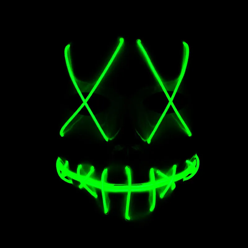 Led Halloween Ghost Masks The Purge Movie EL Wire Glowing Mask Masquerade Maschere a pieno facciale Costumi di Halloween Regalo feste WX9-57