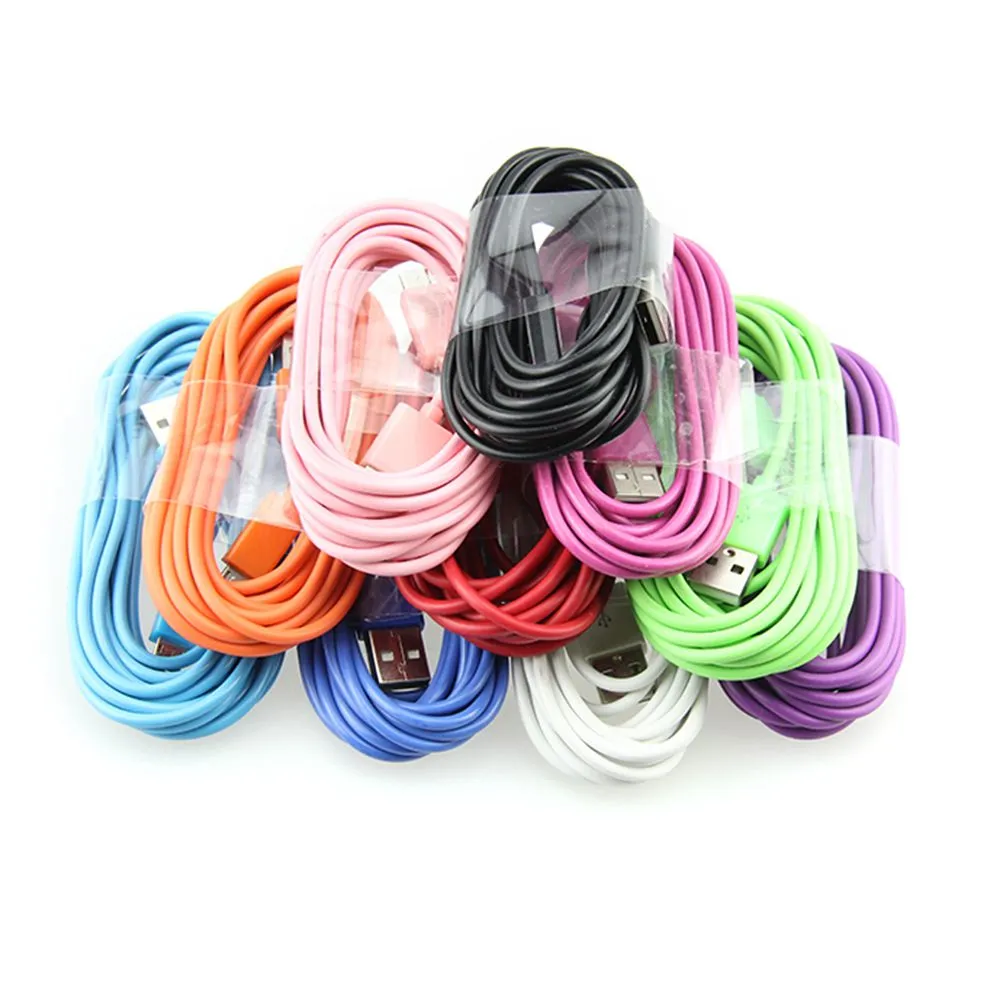 500pcs Good Quality Colorful Micro 5pin USB Data Sync Charger Cable For Mobile Phone