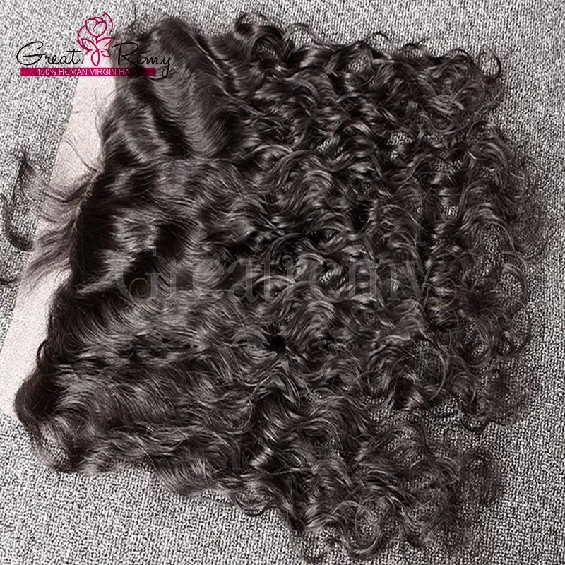 4 pezzi capelli di visone onda naturale peruviana tesse con chiusura frontale in pizzo 13x4 fasci di capelli umani vergini di visone Greatremy con frontale da orecchio a orecchio