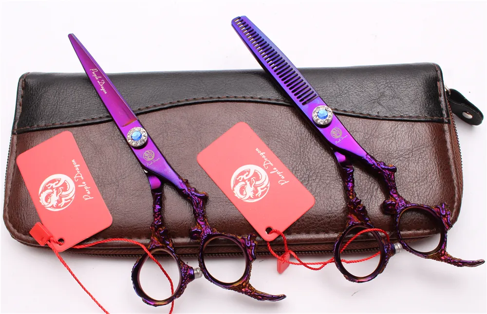 Z9005 6quot 440C Purple Dragon Forbici professionali capelli umani di alta qualità Barbers039 Forbici da parrucchiere Taglio Thinnin7813196