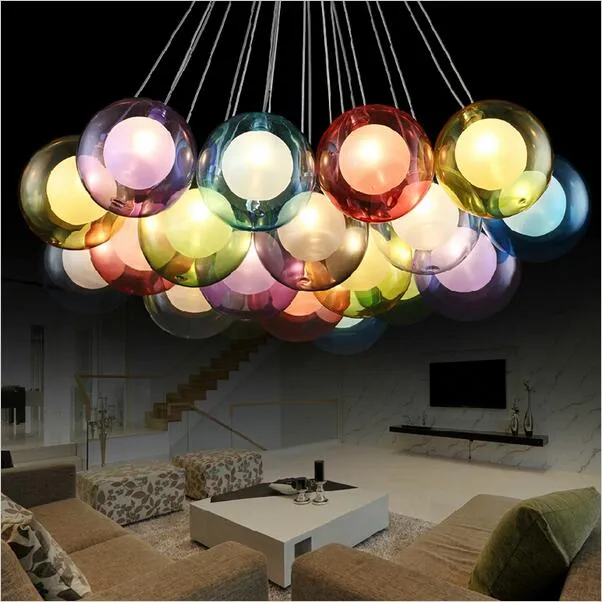 DIY Modern LED ملونة الزجاج أضواء قلادة للمعيشة غرفة الطعام متجر BAN DEC DEC G4 GLASS PENDANT LAMPADARIO MODERNOO
