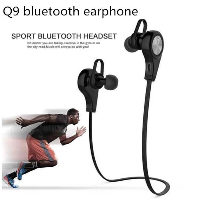 Bluetooth Earphone Q9 In-ear Wireless Headset Sports Running Stereo Earbuds Handsfree headphone for pc tablet