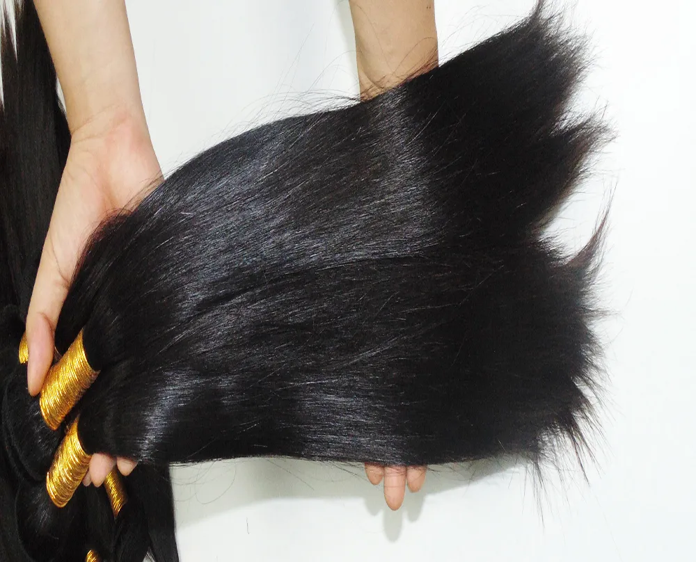 Large stock Best 14A double drawn 100% Indian human hair Straight natural color hair wefts 4bundles