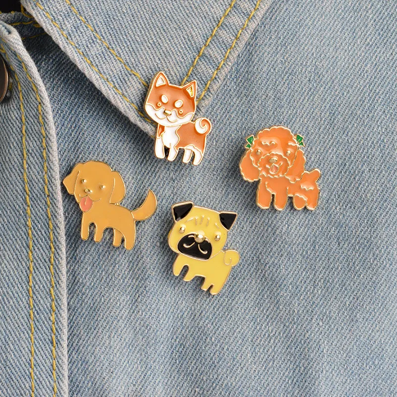 Poodle Pomeranian Corgi Bulldogs Broches de Cão Esmalte Duro Pin Lapela Pin Emblema Presente Para Os Amantes do Cão