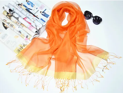 10st Höst New Fashion Woman Silk Scarf Solskyddsmedel Pure Färg Scarf Ladies Mulberry Silk Scarf Scarf 200 * 90cm Gratis frakt