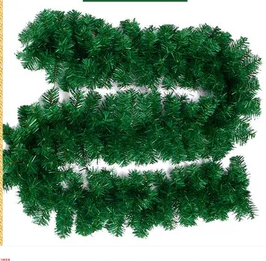 2.7 M Noel Rattan + 10m100LED Dize Işıkları Noel Süslemeleri Tavan Dekorasyon PVC Yeşil Şifreleme Dekorasyon Rattan