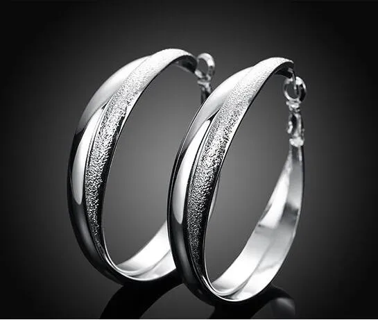 Mix 12 Style Högkvalitativ plätering 925 Sterling Silver Double Circle Ear Hoop Earrings Fashion Gift Hyperbole Big Ear Ring