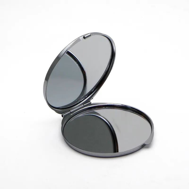 Personalizzato Personalizzato Comodo Compact Specchio rotondo Chrome Silver Pocket Specchio da taschino Regali di Bomboniera + Black Black Black Blocco Drop Shipping