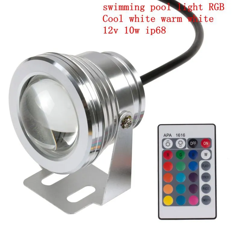 16 cores 10w 12V RGB LED Subaquática Luz 1000LM Piscina Panzinha Aquário Lâmpada Lâmpada de Luz LED IP68 impermeável