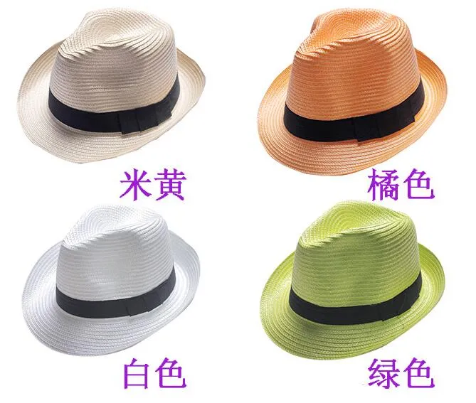 Fashion Summer Straw Men's Sun Hats Fedora Trilby Gangster Cap