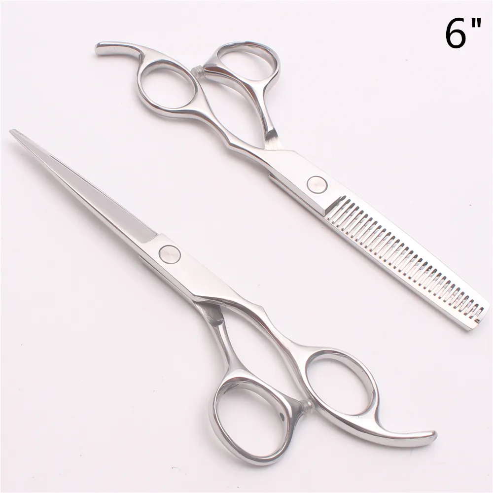 C1006 7 5Inch Japan 440C Anpassad logotyp Silver Professional Human Hair Scissors Barbers frisörsaxar Skärning eller Thin244x5184367