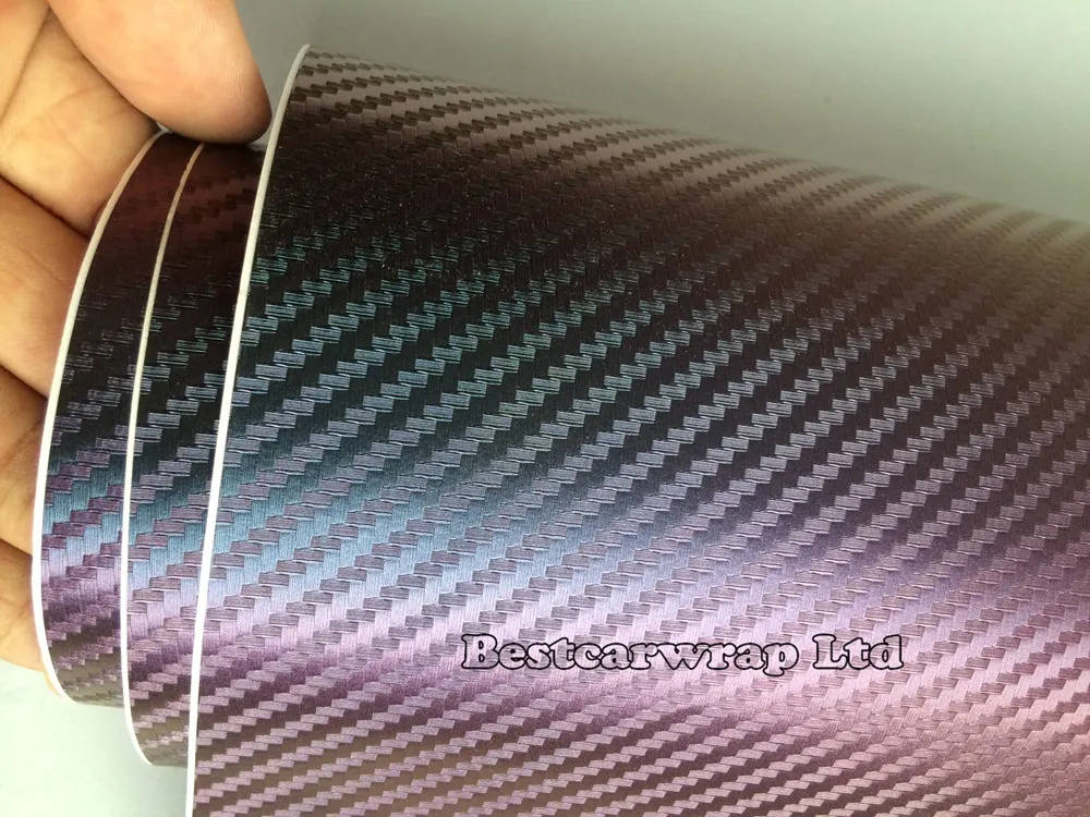 Blue to Purple Chameleon 3D Carbon Fibre Vinyl with Air Bubble Free For Car vinyl wrap size 1.52x30M 4.98x98ft