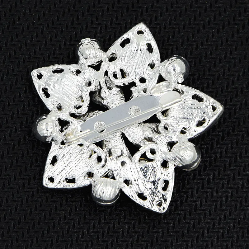 Luksusowy Jasny Srebrny Ton Clear Czeskie Kryształy Szczegółowy Kwiat Broszka Dla Wesele Kobiet Ubrania Biżuteria Pinów Elegancka Diamante Broaches