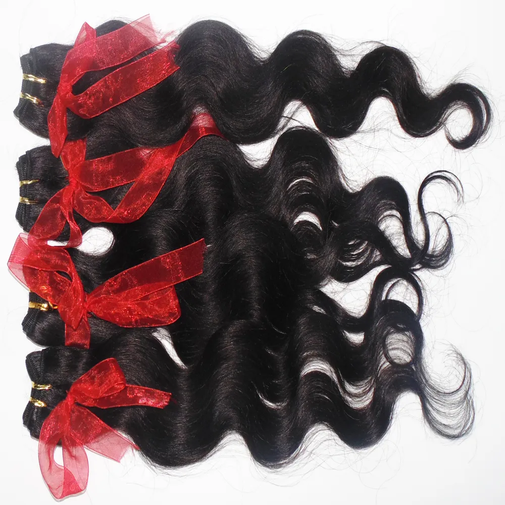 Массовые продажи Самые дешевые цены Мода Прически Малайзийская волна тела 20 шт. Обработанные человеческие наращивания волос