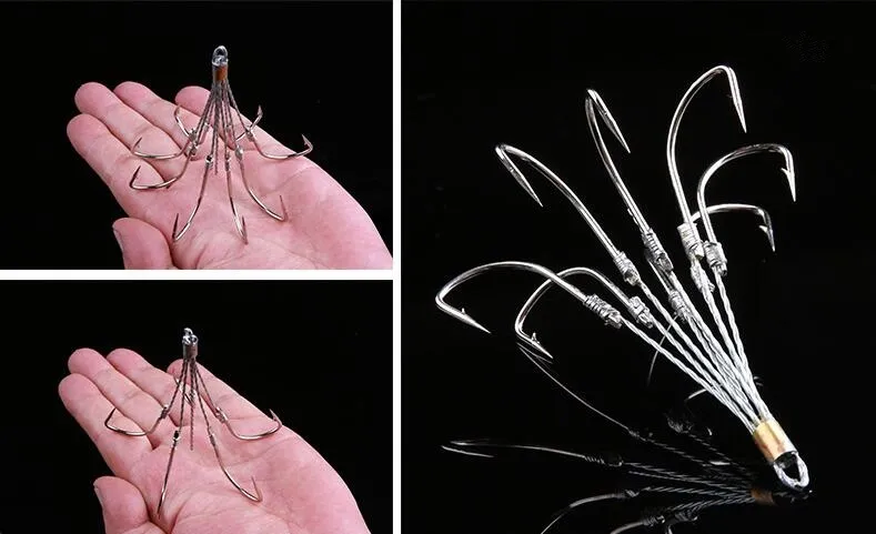 HOT Quintuple Hooks Sextuple Hooks Octuple Hook 5/6/8Paws Hooks Steel Wire  Connection Anchor Fish Tool Big Fish Hook High Quality!YQHW From Hi  Standard, $8.97