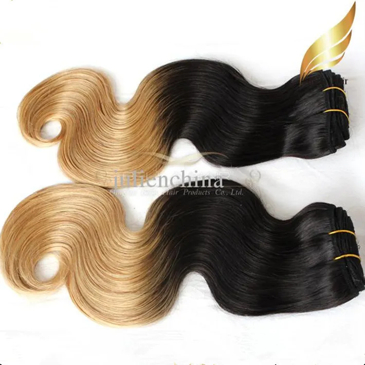 Queen Product Brazilian Ombre Hair Extensions Body Wave Wavy Human HairWeft T Clolor Ombre Hair 14-30 tum 3pcs / Lot DHL Gratis frakt