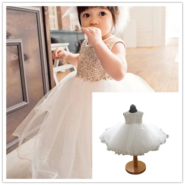 Princess Dresses Sequins Baby Flower Girl Dresses Bow Backless Party Gown Formal Bridesmaid Dresses Sleeveless High Quality Children Dresses