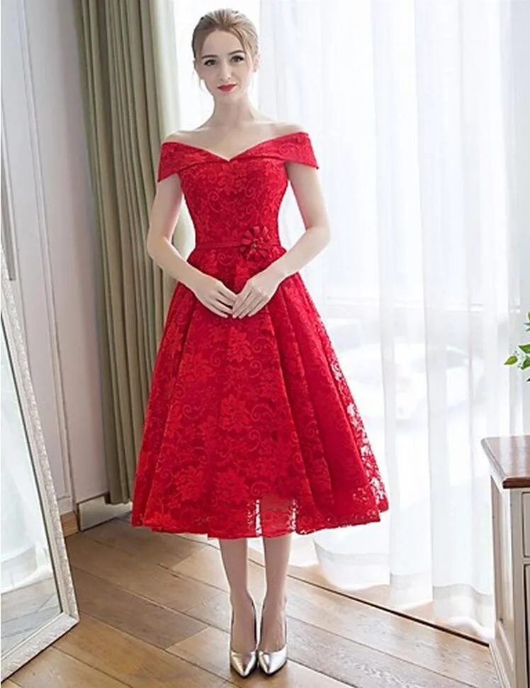 Red lace on sale wedding guest dress