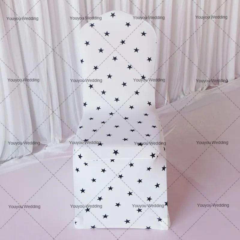 2 estilos para elegir, funda para silla de LICRA impresa, 50 Uds. Por lote, con envío gratis para decoración de bodas y banquetes