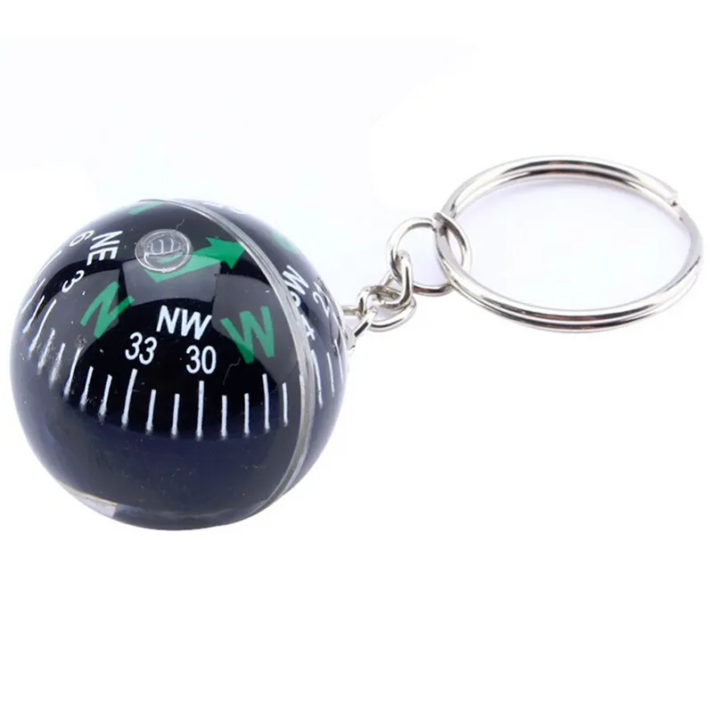 Atacado-Fulang Cristal Bola Compass Keychain 28mm líquido cheia bússola para caminhadas Camping Travel GPS Outdoor Survival FZ88