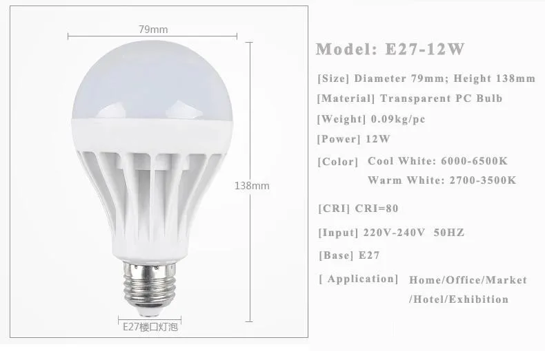 送料無料高品質3W 5W 7W 9W 12W LED電球省エネライトE27、B22、E14、ベースグローブ電球卸売格安照明ランプ22