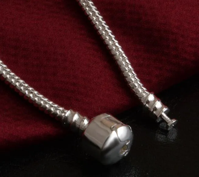 Factory Wholesale 925 Sterling Silver Bracelets 3mm Snake Chain Fit Charm Bead Bangle Bracelet Jewelry Gift For Men Women