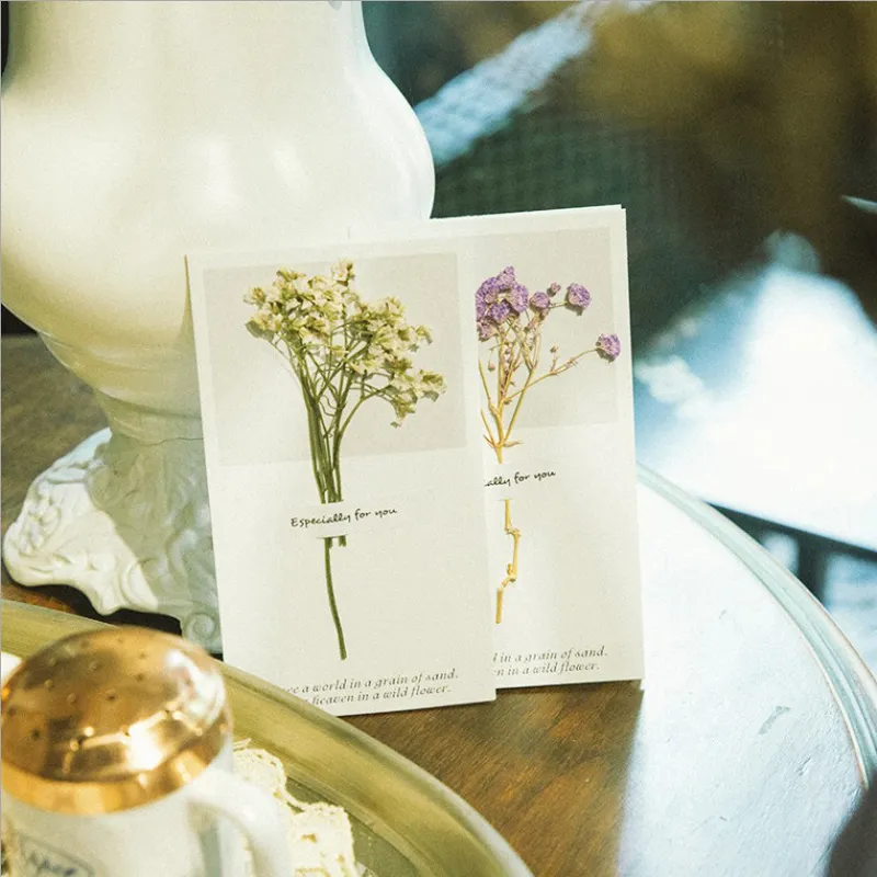 11 أنماط الكورية الزهور المجففة بطاقات المعايدة لعيد الميلاد الزفاف حزب زينة عيد هدية diy اليدوية دعوات بطاقة