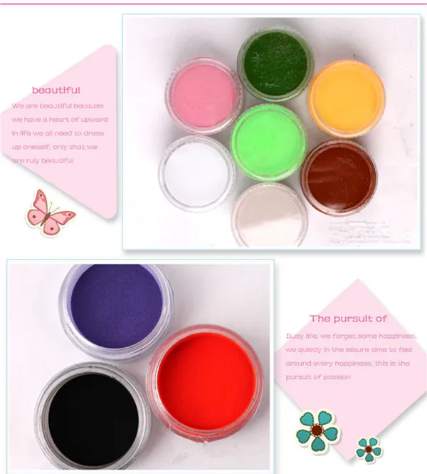 Pulverstoft 3d DIY 12 Mix Färger Akryl Nail Art Tips UV Gel Färg av carvmönster eller mönster på träverkpulverdekorationsset