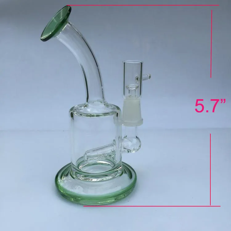 Petit verre épais vert et transparent Bongs Tuyaux d'eau en verre de poche Recycler plates-formes pétrolières Bong Pipe à fumer Narguilé bas prix