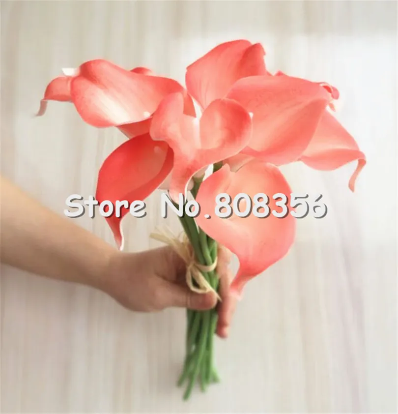 REAL TOUCH Callas 108P 35cm/13.78" Artificial Flowers Calla Lilies PU Flower white/black/coral/purple for DIY Bride Bouquet Wedding Supplies