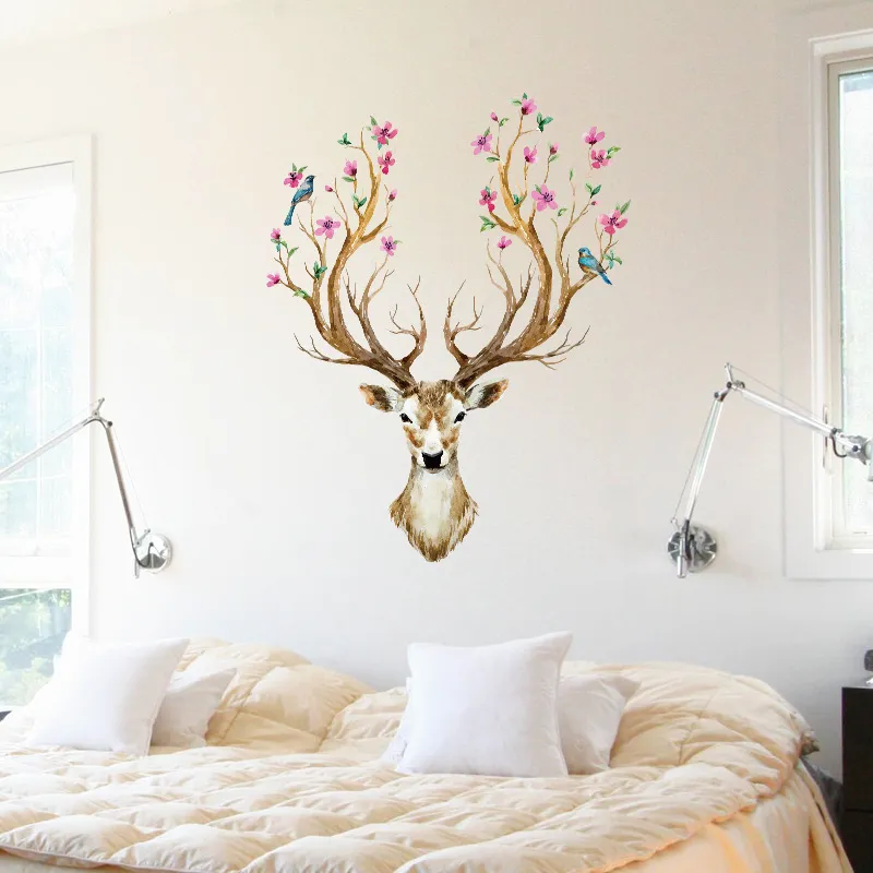 New Christmas Reindeer Wall Stickers For Living Room Bedroom Sika Deer 3D Art Decals Home Decoration Creative DIY Wallpaper3323945
