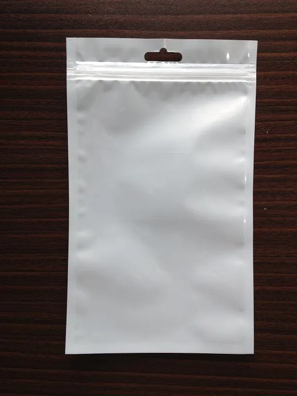 100pcs/lot 16*24cm clear + white gift Jewelry packagging shopping bag Zip lock poly PP plastic packing bags pouch plane hole