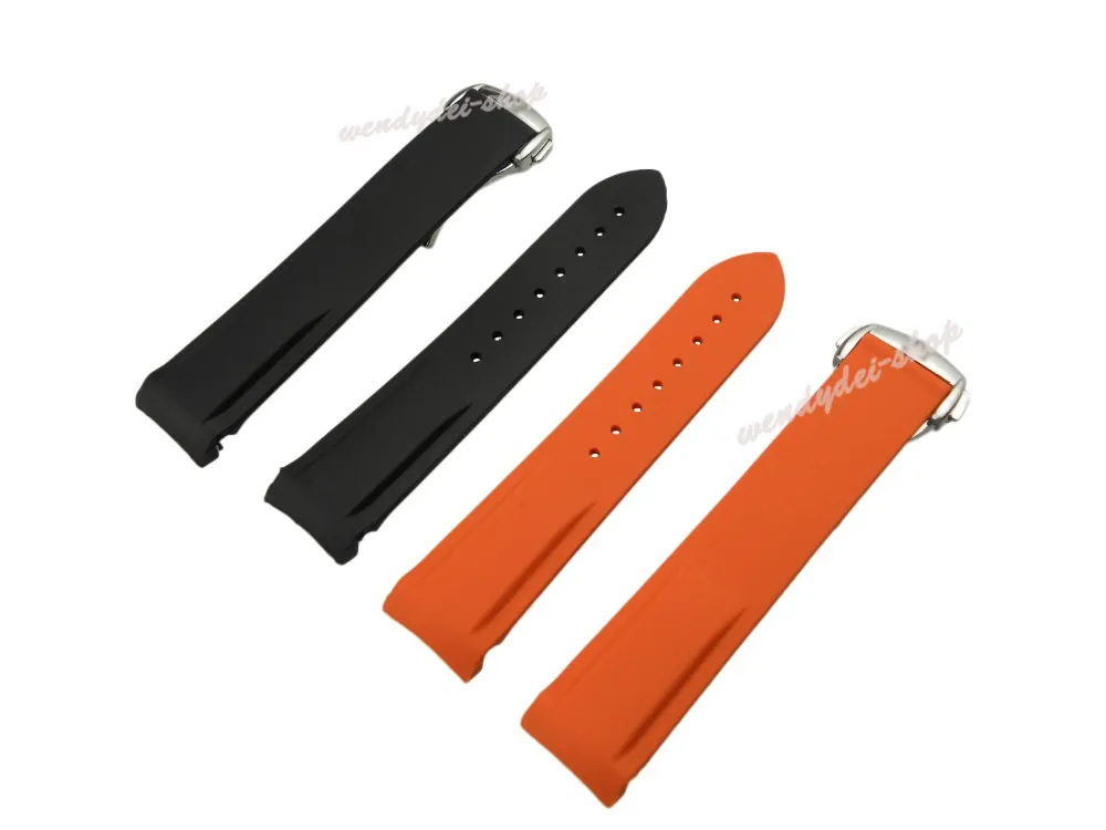 22mm New strap for clock orange and black rubber band deployment clasp buckle silicone watch band Planet-Ocean