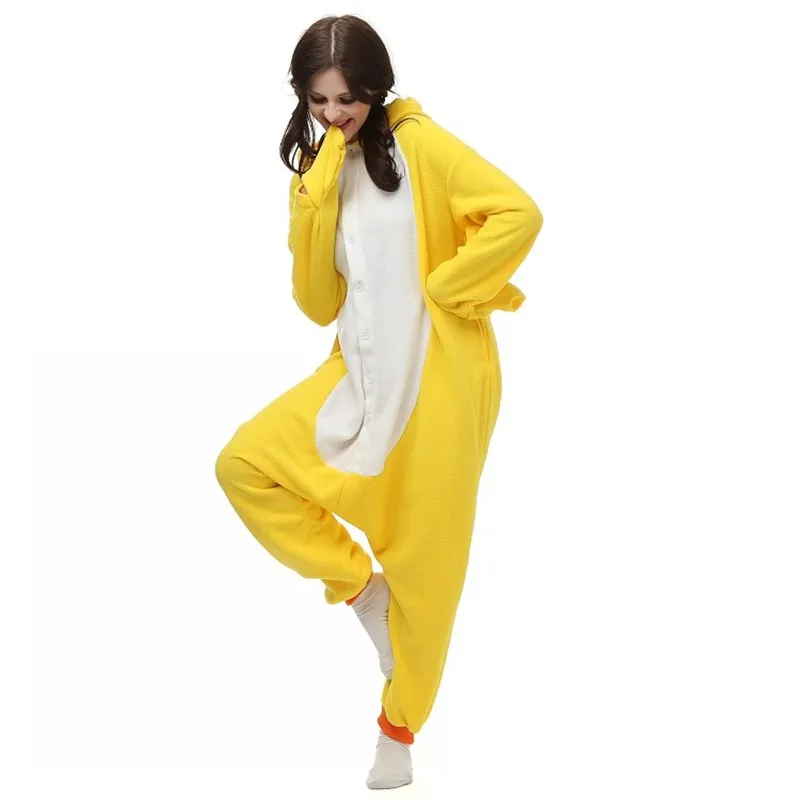 Halloween Party Costume cute Lovely Yellow Duck Onesie Pajamas Costume Unisex Adult One-piece Sleepwear Onesie Tops Party Cartoon 271Q