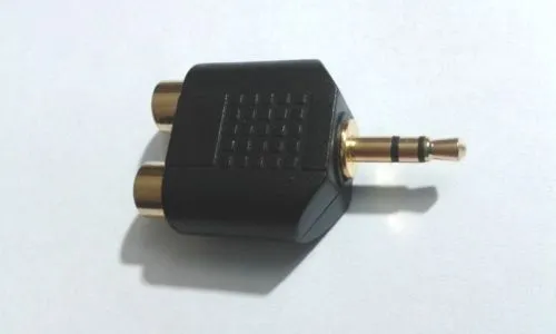 6 x banhado a ouro de 3,5 mm de áudio estéreo para 2 jack RCA fêmea Y ​​Splitter connectr