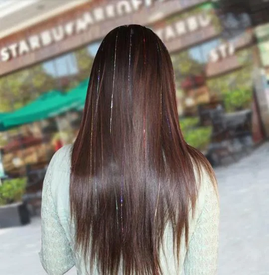 Kolorowy metalowy brokat liste liste laserowe włosy peruka włosy do włosów