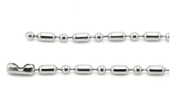 Collier en acier inoxydable 304, chaînes à billes perlées de 2.4mm, 50cm, 55cm, 60cm, 70cm, 20 piècesFN101