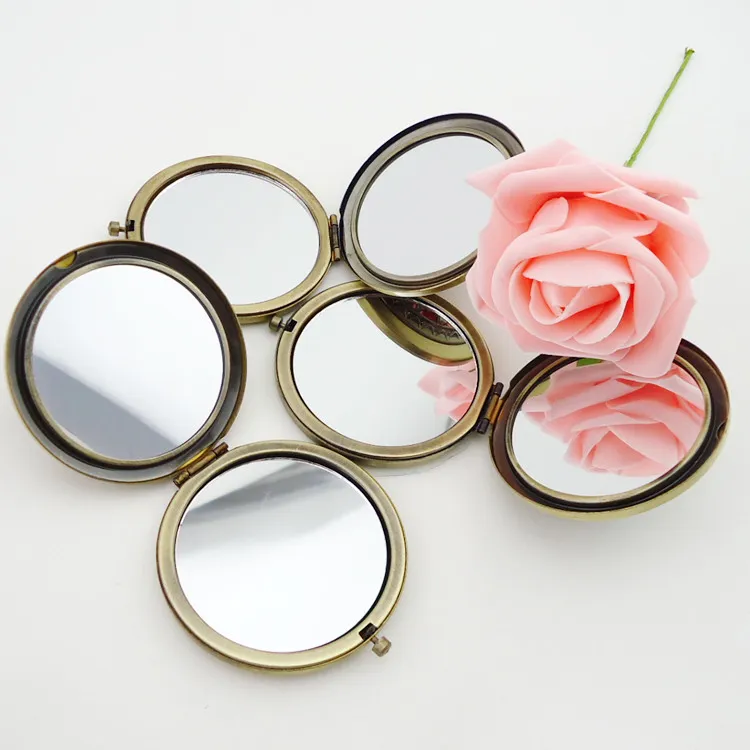 Miroir de poche Compact en acier inoxydable, Style rétro Vintage, fleur papillon, paon, maquillage cosmétique, 9683829
