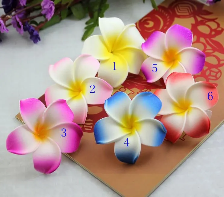 / férias de praia Havaí Flores artificiais Partido nupcial do casamento do Frangipani Cabelo espuma Clipe Plumeria acessórios para o cabelo SIZE: 6cm