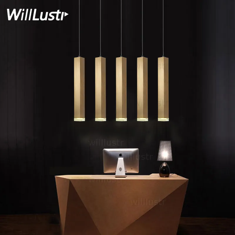 Modern LED pendant lamp aluminum suspension lighting hanging cuboid lamps sliver gold tube light pipe minimalist luxury lights office home