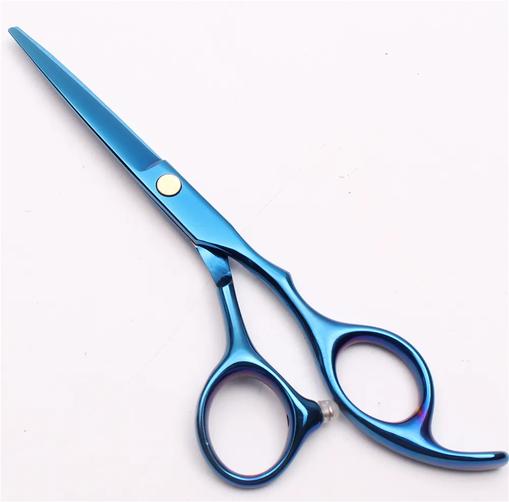 6" 440C Customized Logo Blue Professional Human Hair Scissors Barber's Hairdressing Scissors Cutting and Thinning Shears Style Tools C1005