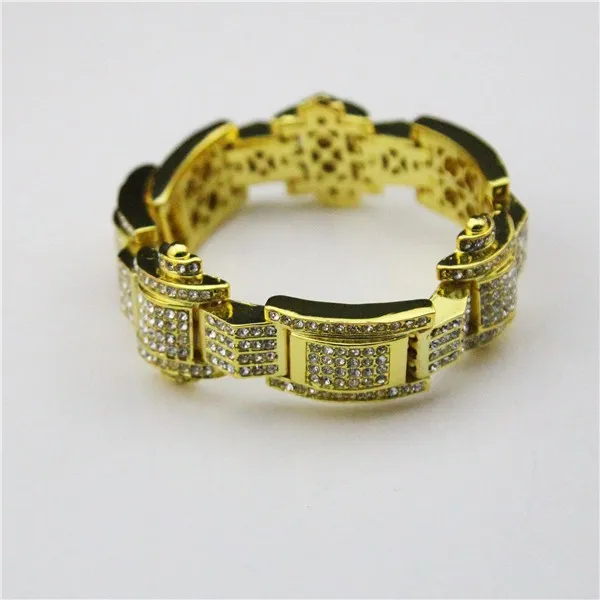 Hip Hop Tom de ouro Mens Bling para fora congelado Cadeia coberto Bracelet por Homens partido do presente 4 cores