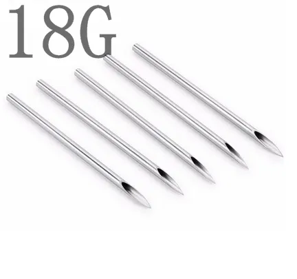 100PC 18G Piercing Needles 18g steril engångs kroppspiercing nålar 18g för öron näsa navel nippel gratis frakt