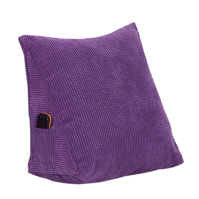 Almofada de cunha triangular preenchida alternativa, macia, firme, para cama, sofá, encosto, leitura, veludo, pacote de 1 cor sólida 7173793