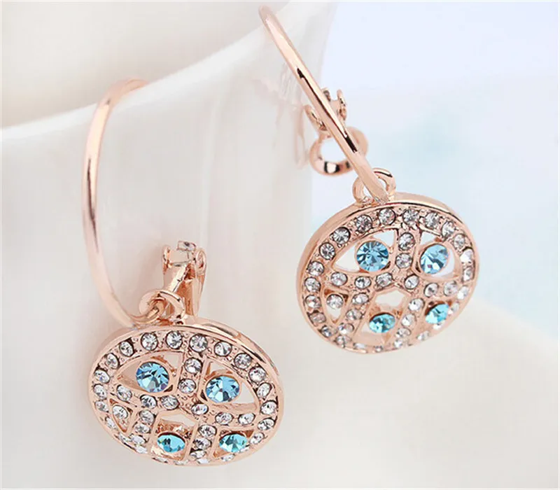 Luxury Noblest Rhinestone Crystal Dangle Earrings For Women 18K Champagne Gold Plated Drop Earrings Prom Jewelry 126787467631