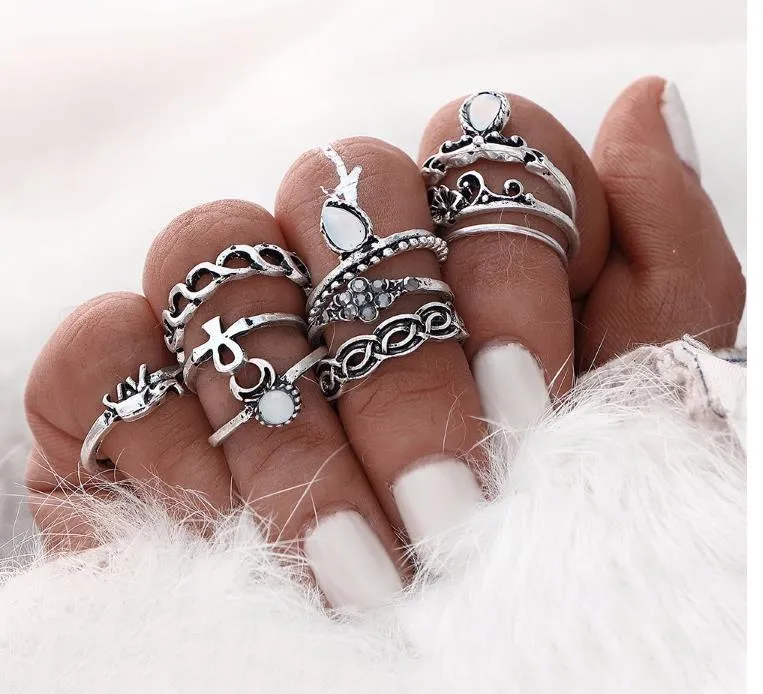 Vintage Flower Midi Gothic Rings Set Gold Silver Colors For Women Boho Beach Turkish Punk Style With Elephant Knuckle Design From Fashionladies2007 2.59 DHgate.Com
