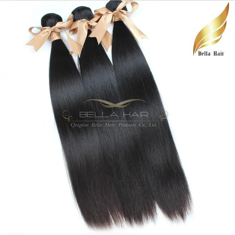 Extensions de cheveux 8 30 bresilien vierges cheveux tissage double perruque couleur naturelle 3 pièces soyeux tissages bellahair 9a dhl shi